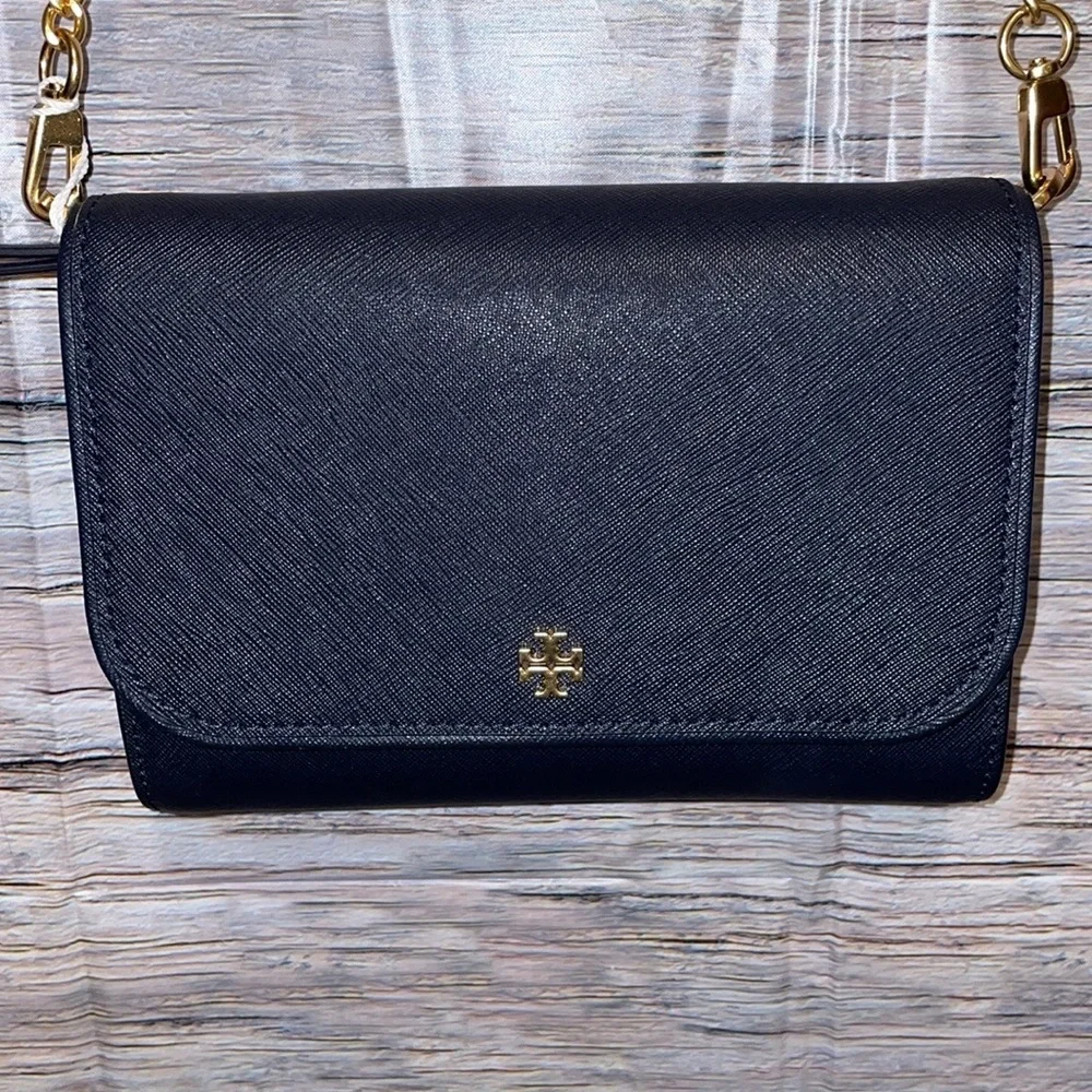Tory Burch Navy Blue Flap Crossbody with Gold Hardware NWT - Picture 2 of 5